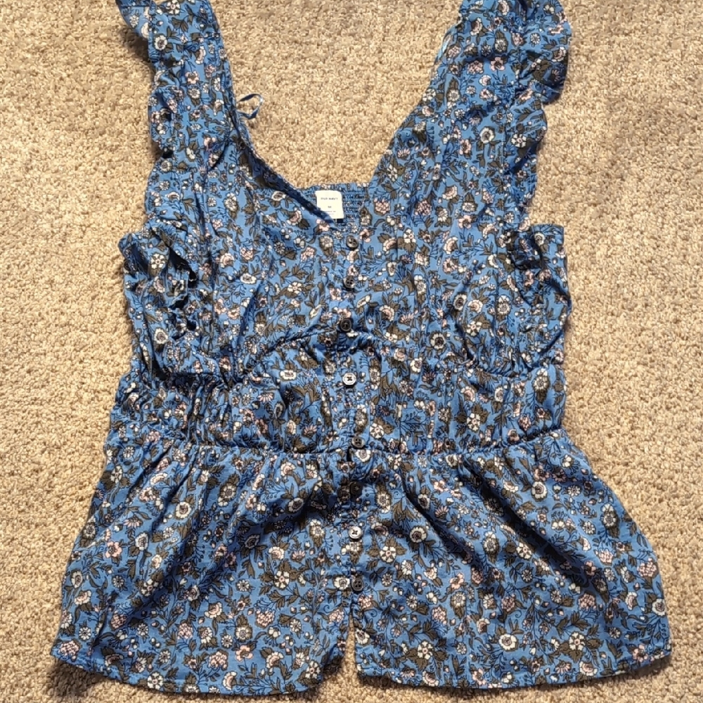 Floral Blue Sleeveless Top